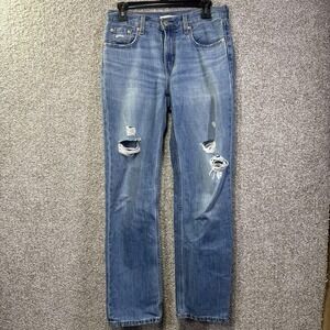Levis Low Pro Straight Jeans Womens 25 Blue Low Rise Distressed Ripped Denim